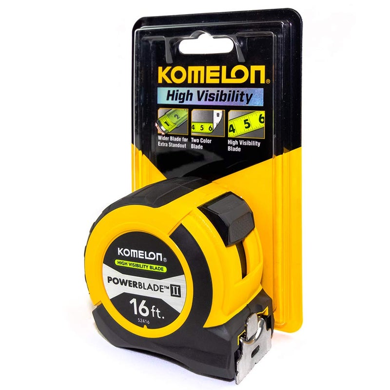 Komelon 52416; 16' x 1.06" Powerblade II Tape Measure, ABS Case, Yellow/Black, Small - Image 3